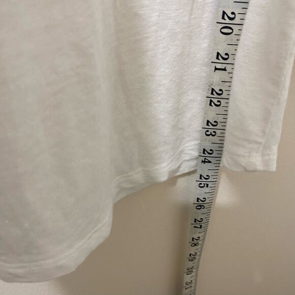 J McLaughlin Classic Linen White Blouse Size Medium Minimalist Neutral - Picture 5 of 6